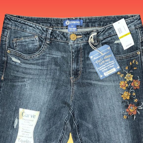 NWT Plus Size Democracy Flex-ellant Girlfriend Embroidered Cuffed Jeans 14W #127 - Picture 2 of 14